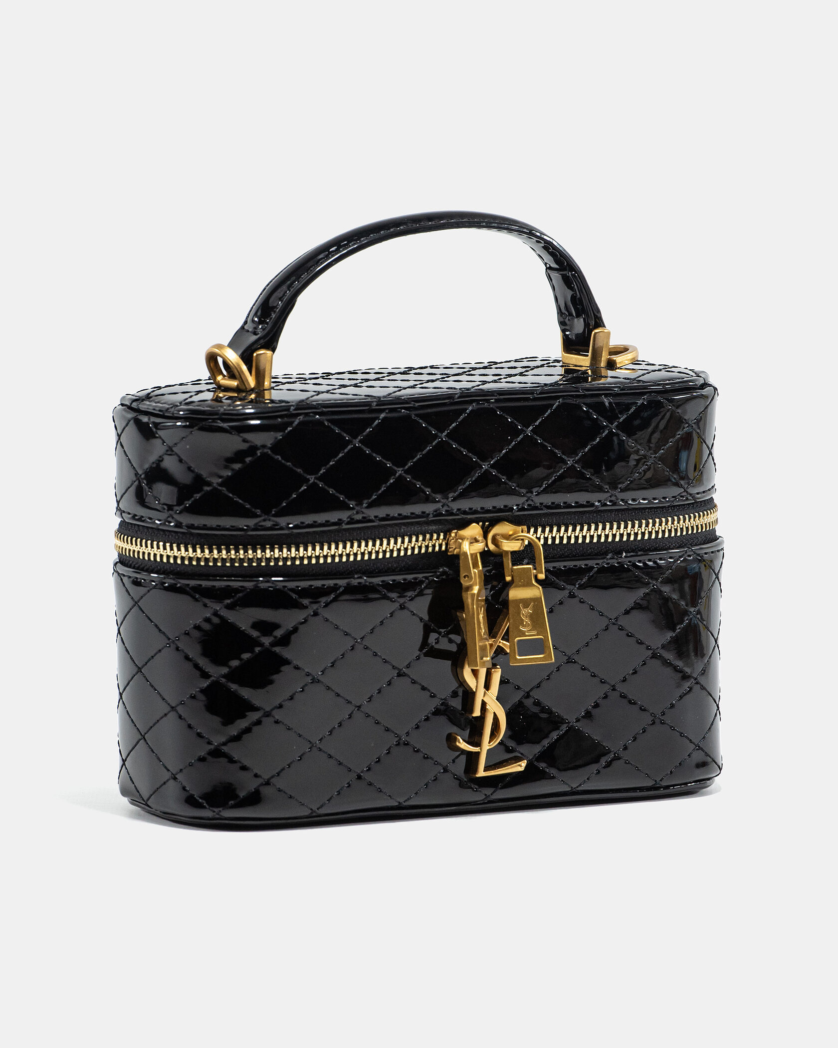 Saint Laurent Gaby Vanity Lacquered Leather Shoulder Bag Black - 4