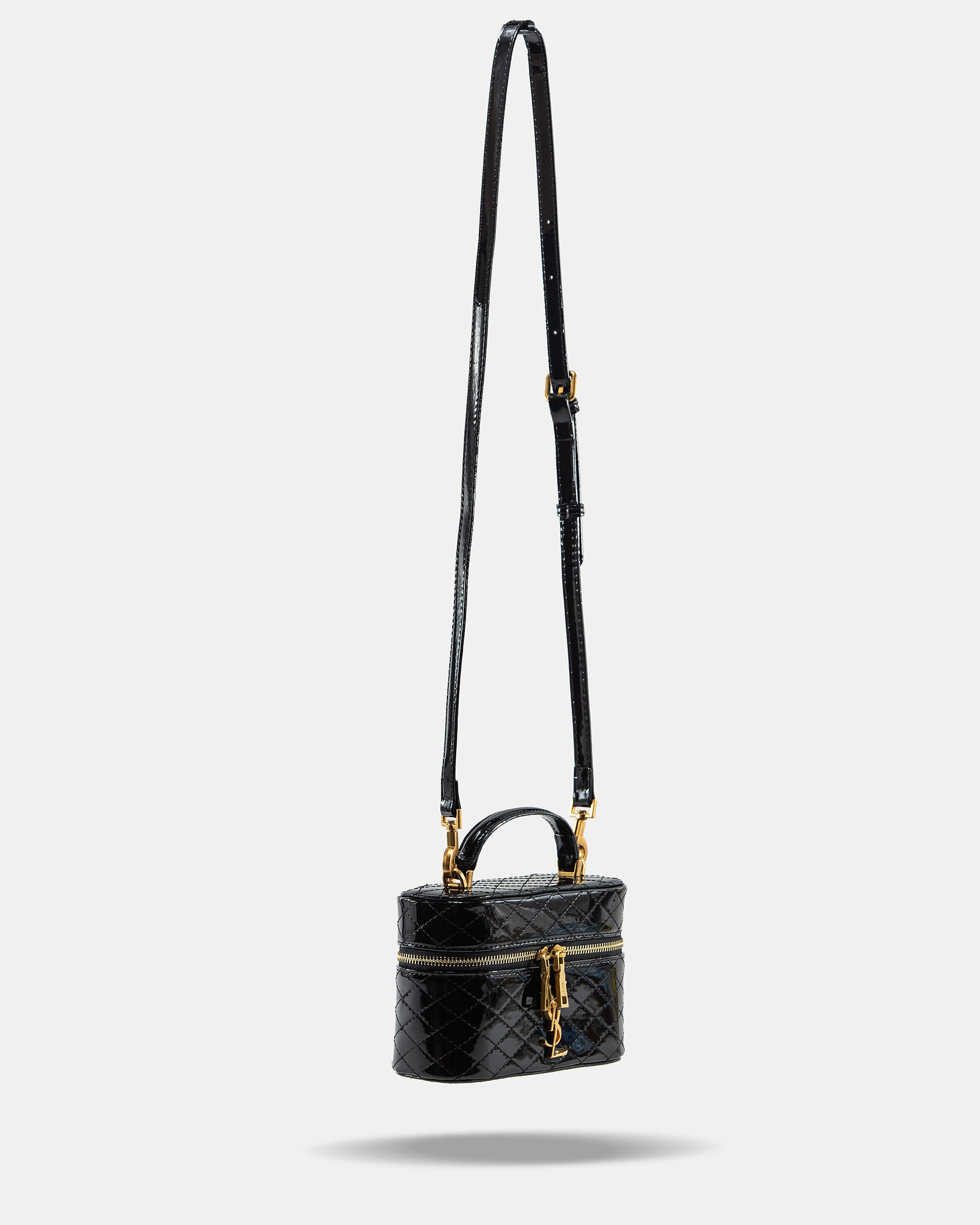 Saint Laurent Gaby Vanity Lacquered Leather Shoulder Bag Black - 5