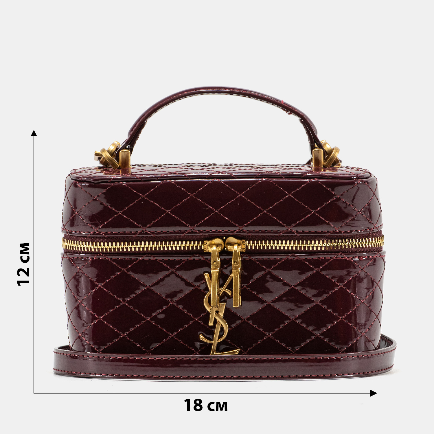 Saint Laurent Gaby Vanity Lacquered Leather Shoulder Bag Burgundy - 3