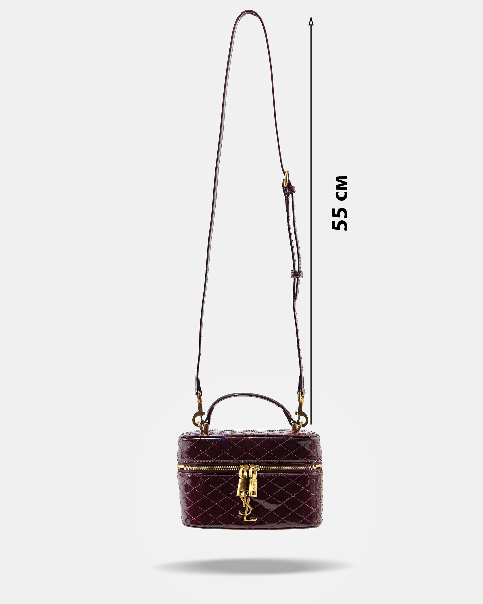 Saint Laurent Gaby Vanity Lacquered Leather Shoulder Bag Burgundy - 4