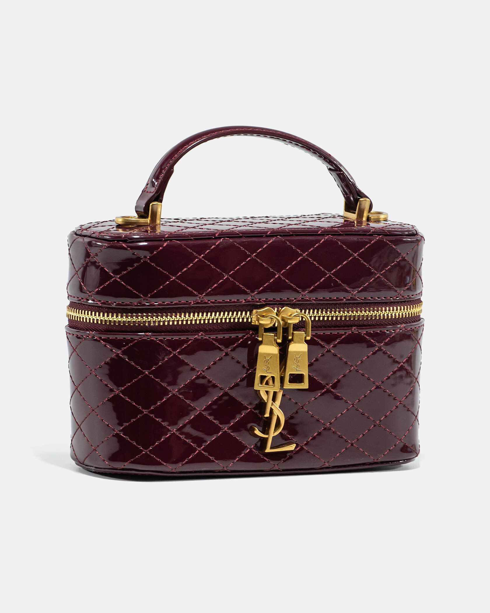Saint Laurent Gaby Vanity Lacquered Leather Shoulder Bag Burgundy - 5
