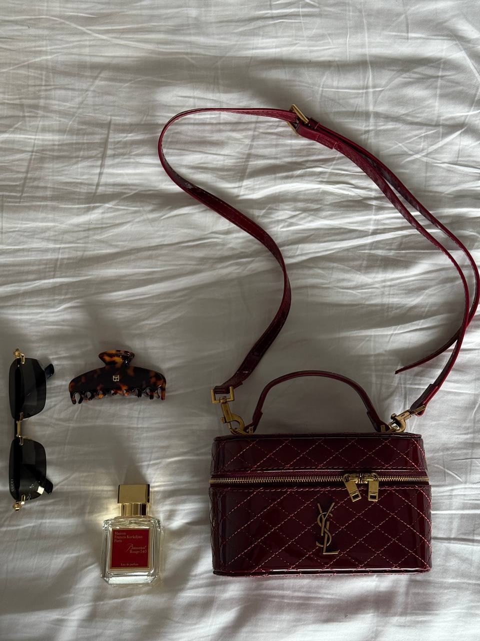 Saint Laurent Gaby Vanity Lacquered Leather Shoulder Bag Red - 8