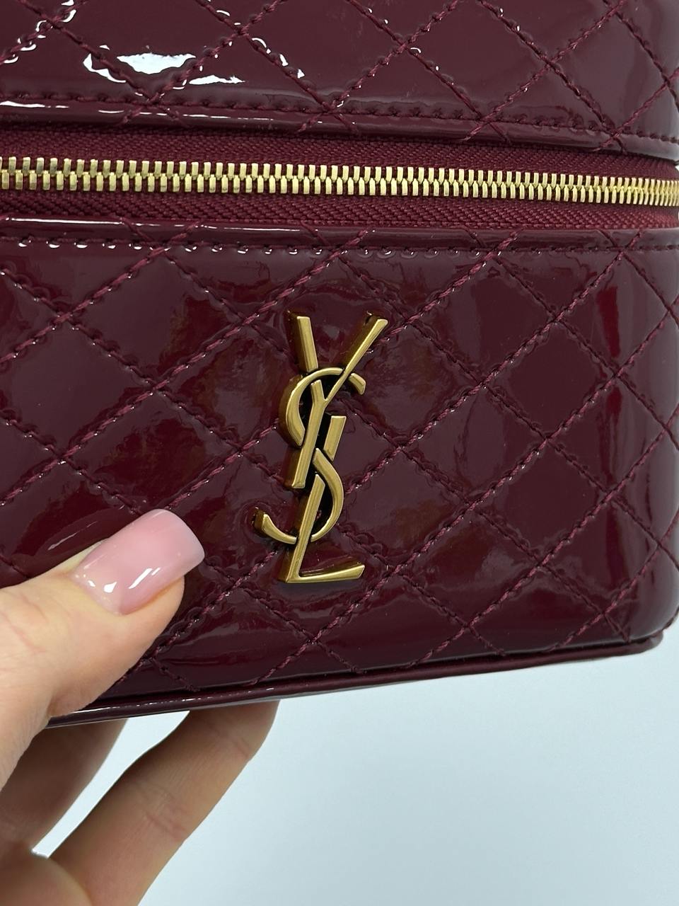 Saint Laurent Gaby Vanity Lacquered Leather Shoulder Bag Red - 4