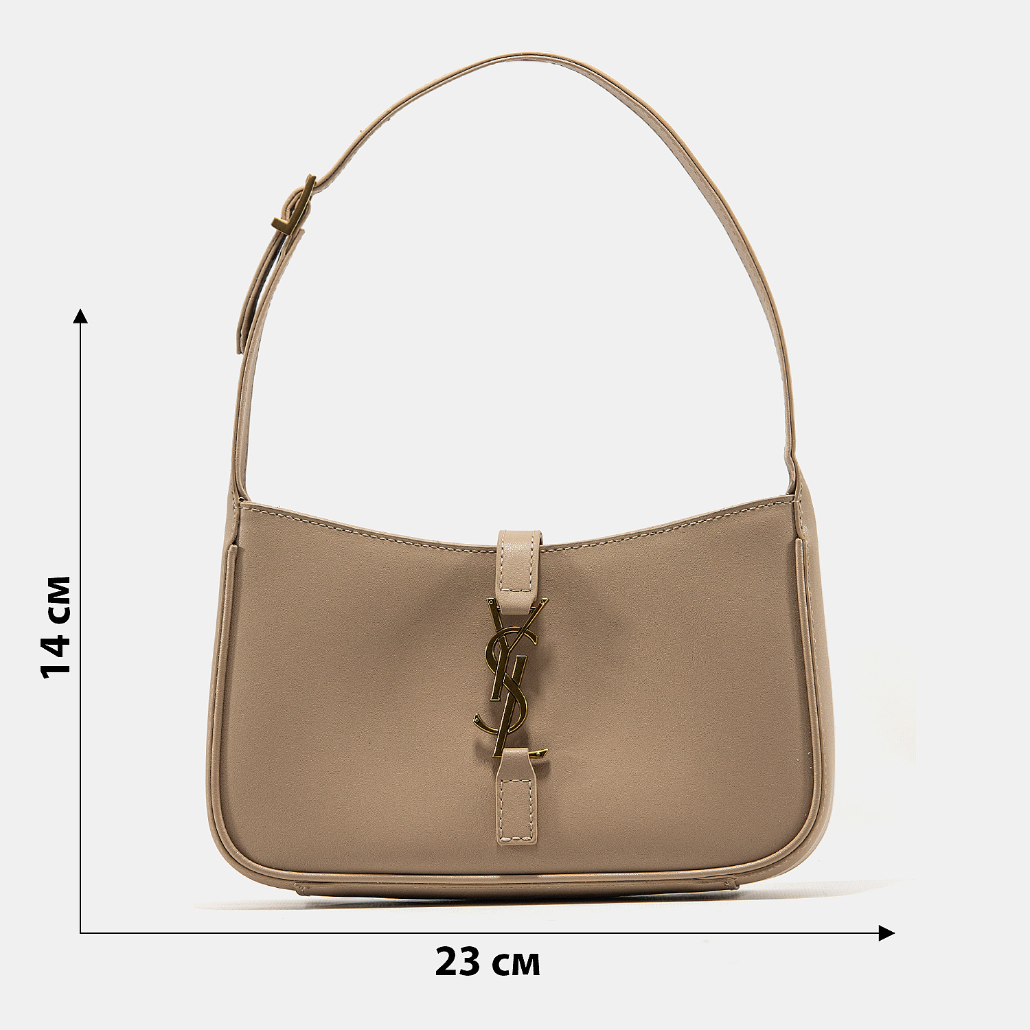 Saint Laurent Hobo Le 5 A 7 Leather Shoulder Bag in Beige/Gold - 3