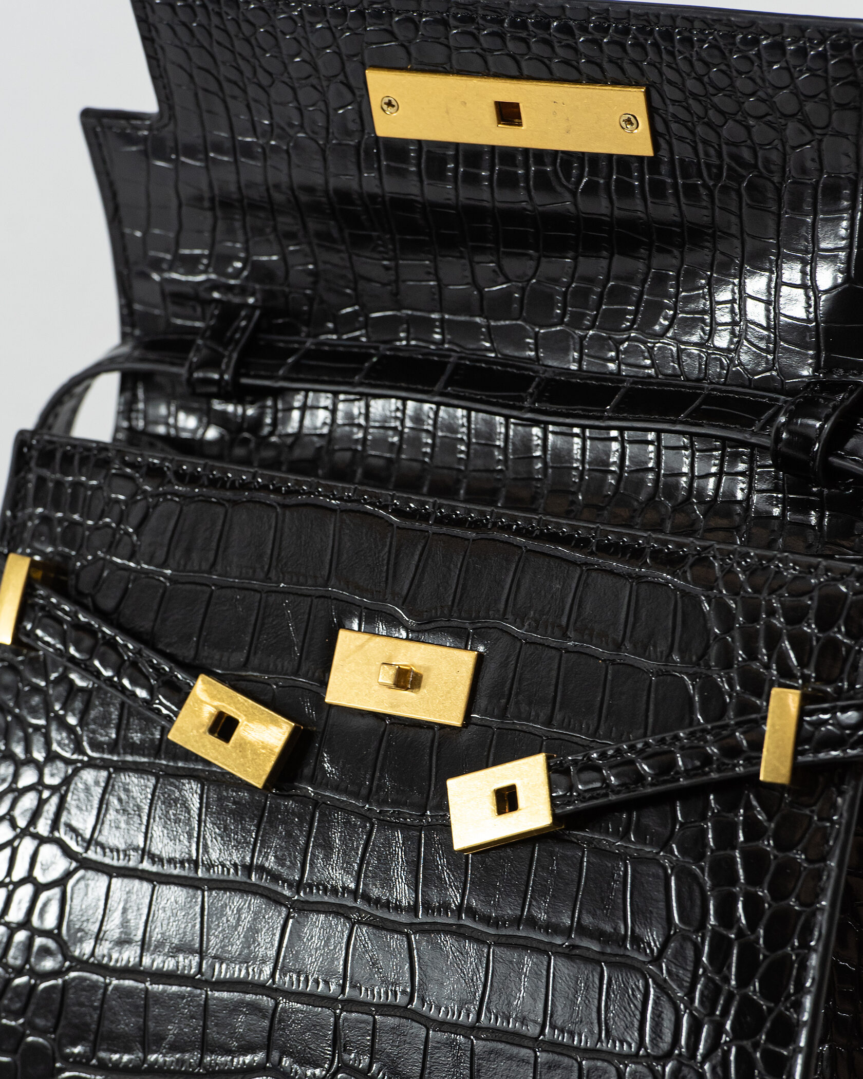 Saint Laurent Manhattan Leather Shoulder Bag Black Snake Skin - 12