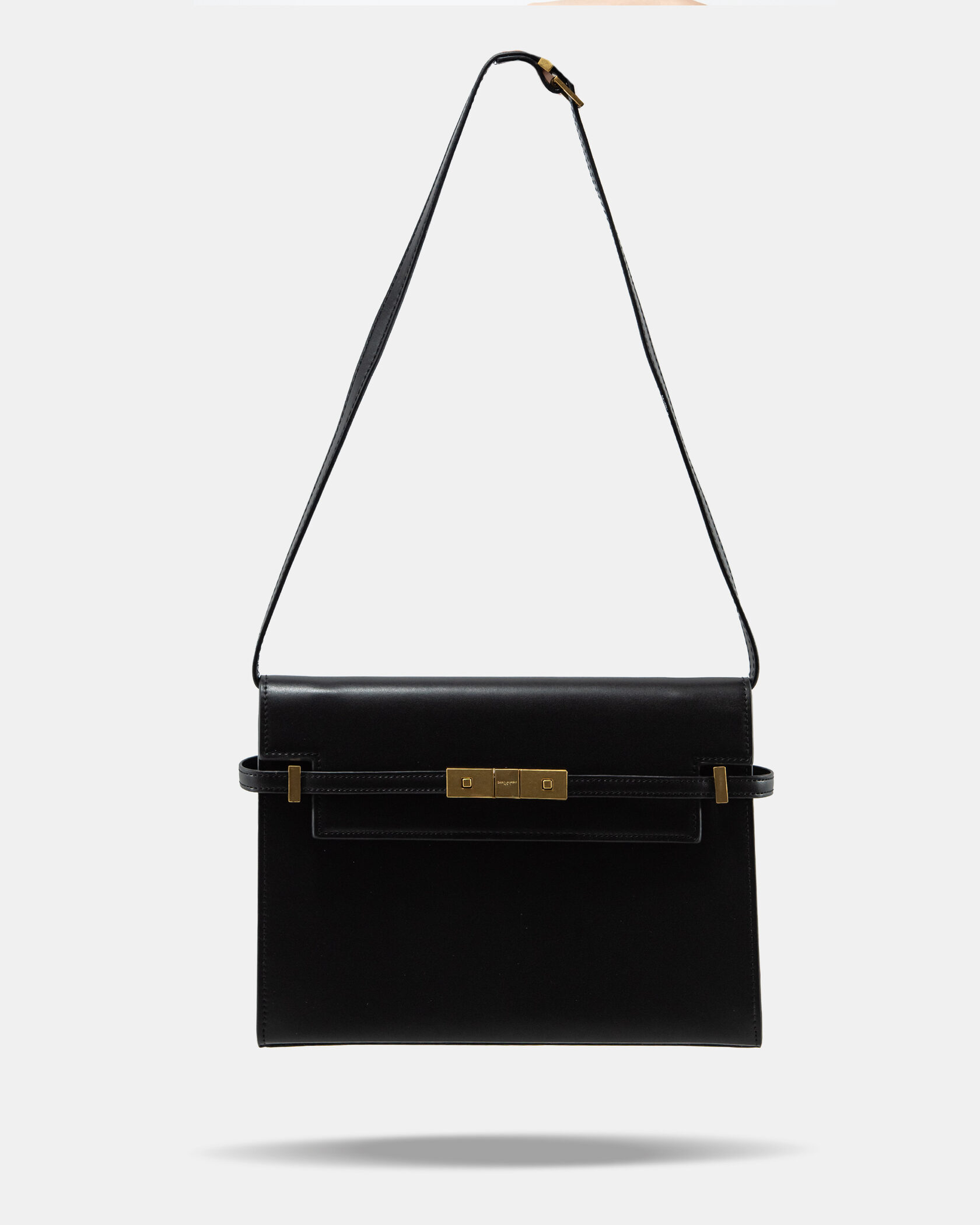 Saint Laurent Manhattan Leather Shoulder Bag Black - 13