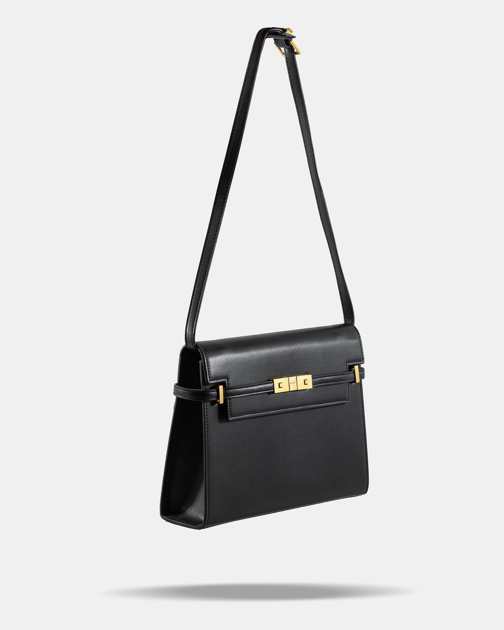 Saint Laurent Manhattan Leather Shoulder Bag Black - 14