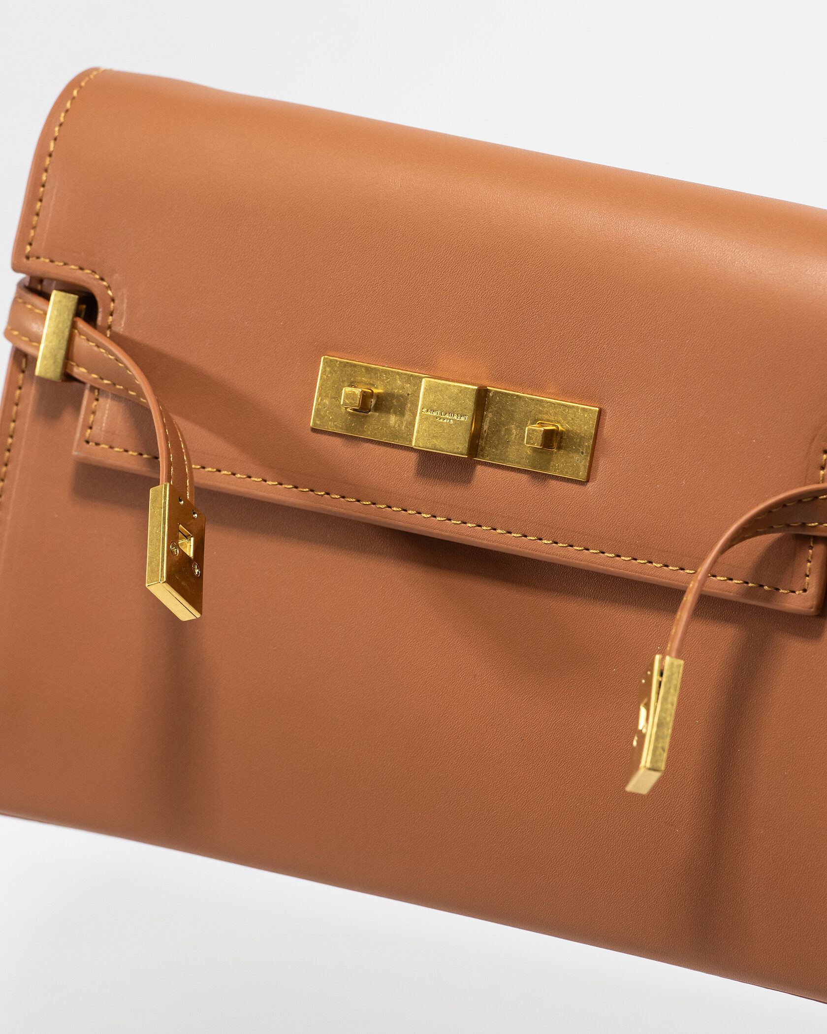 Saint Laurent Manhattan Medium Leather Shoulder Bag Brown - 10