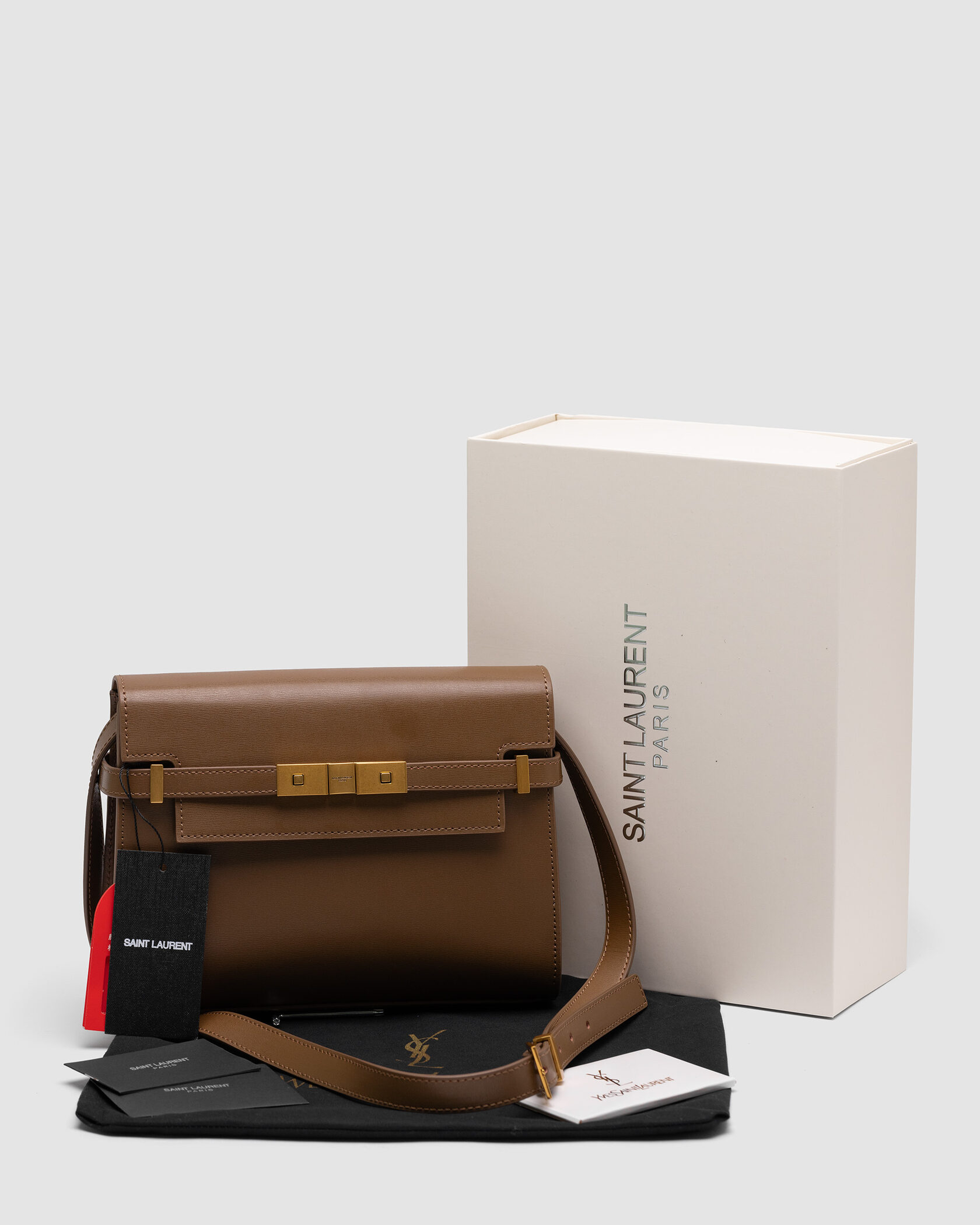 Saint Laurent Manhattan Medium Leather Shoulder Bag Brown - 2