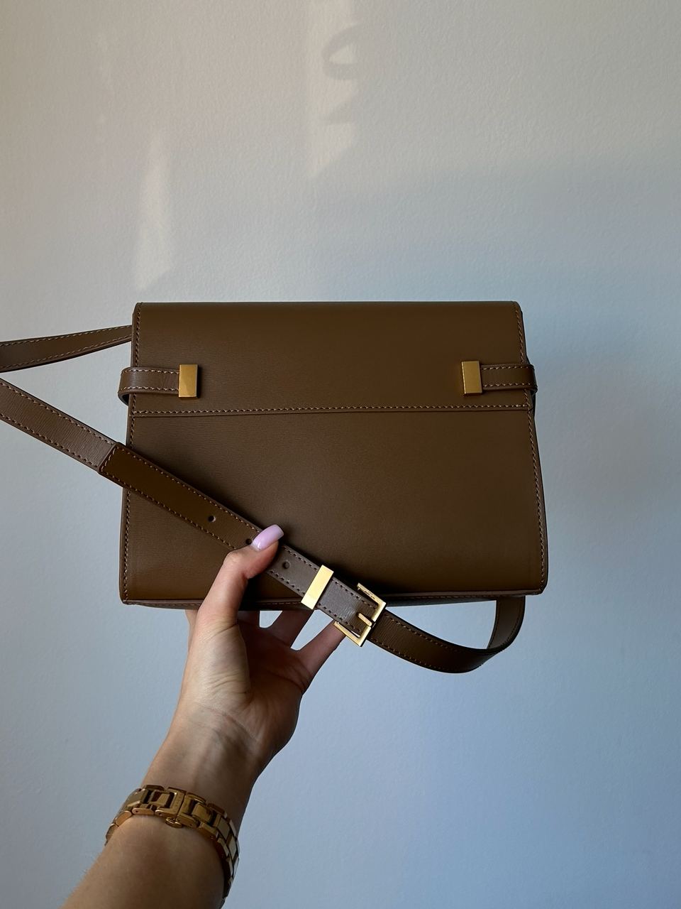 Saint Laurent Manhattan Medium Leather Shoulder Bag Brown - 8