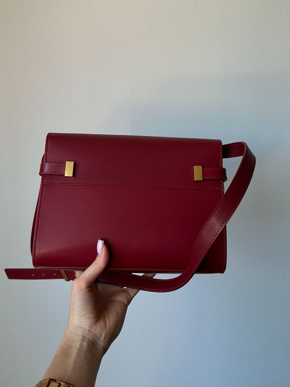 Saint Laurent Manhattan Medium Leather Shoulder Bag Burgundy - 6