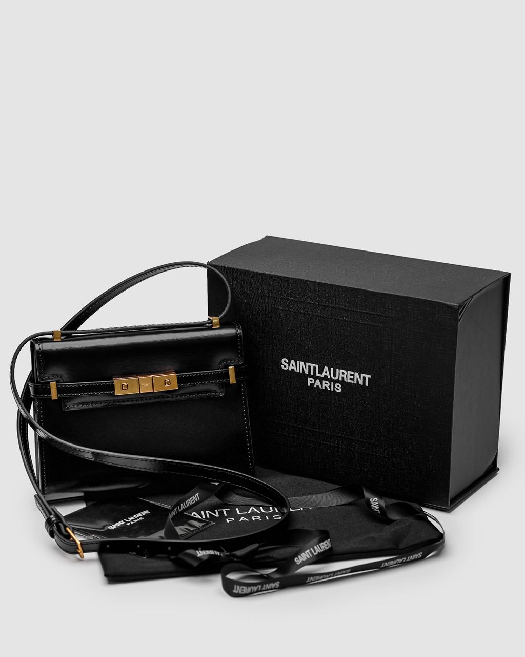 Saint Laurent Manhattan Mini Leather Shoulder Bag Black - 2