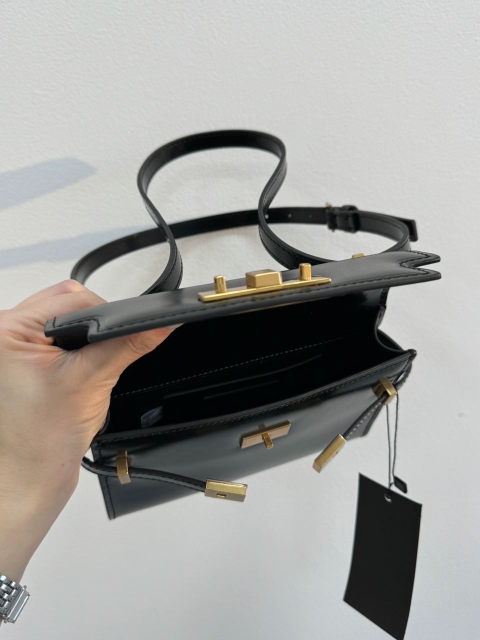 Saint Laurent Manhattan Mini Leather Shoulder Bag Black - 22