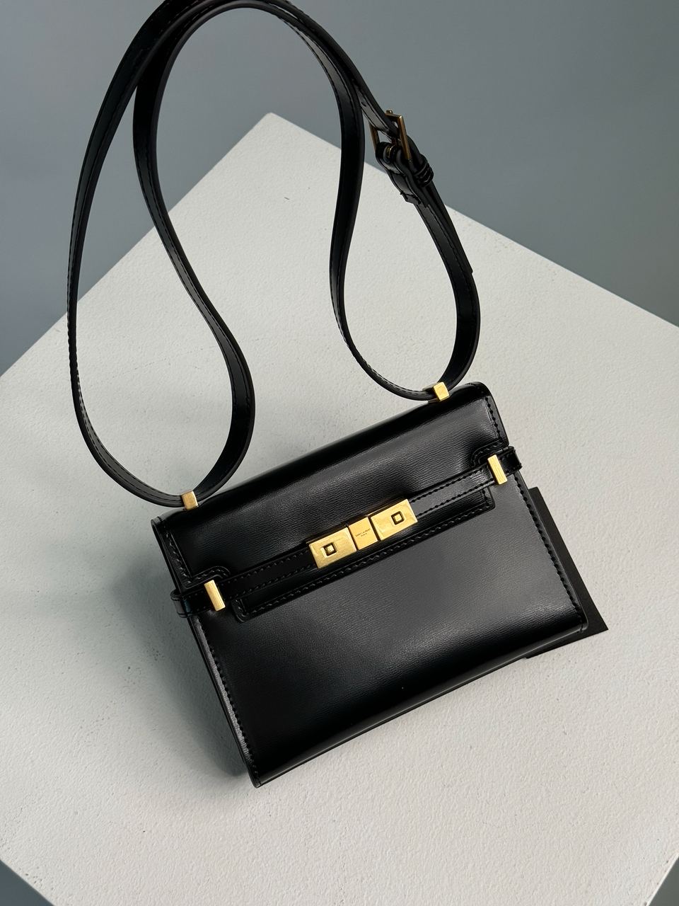 Saint Laurent Manhattan Mini Leather Shoulder Bag Black - 9