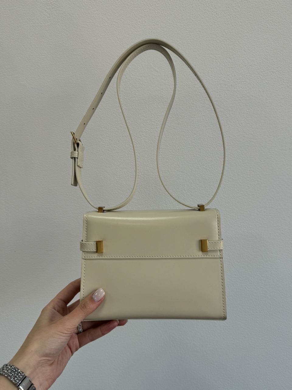 Saint Laurent Manhattan Mini Leather Shoulder Bag Cream - 20