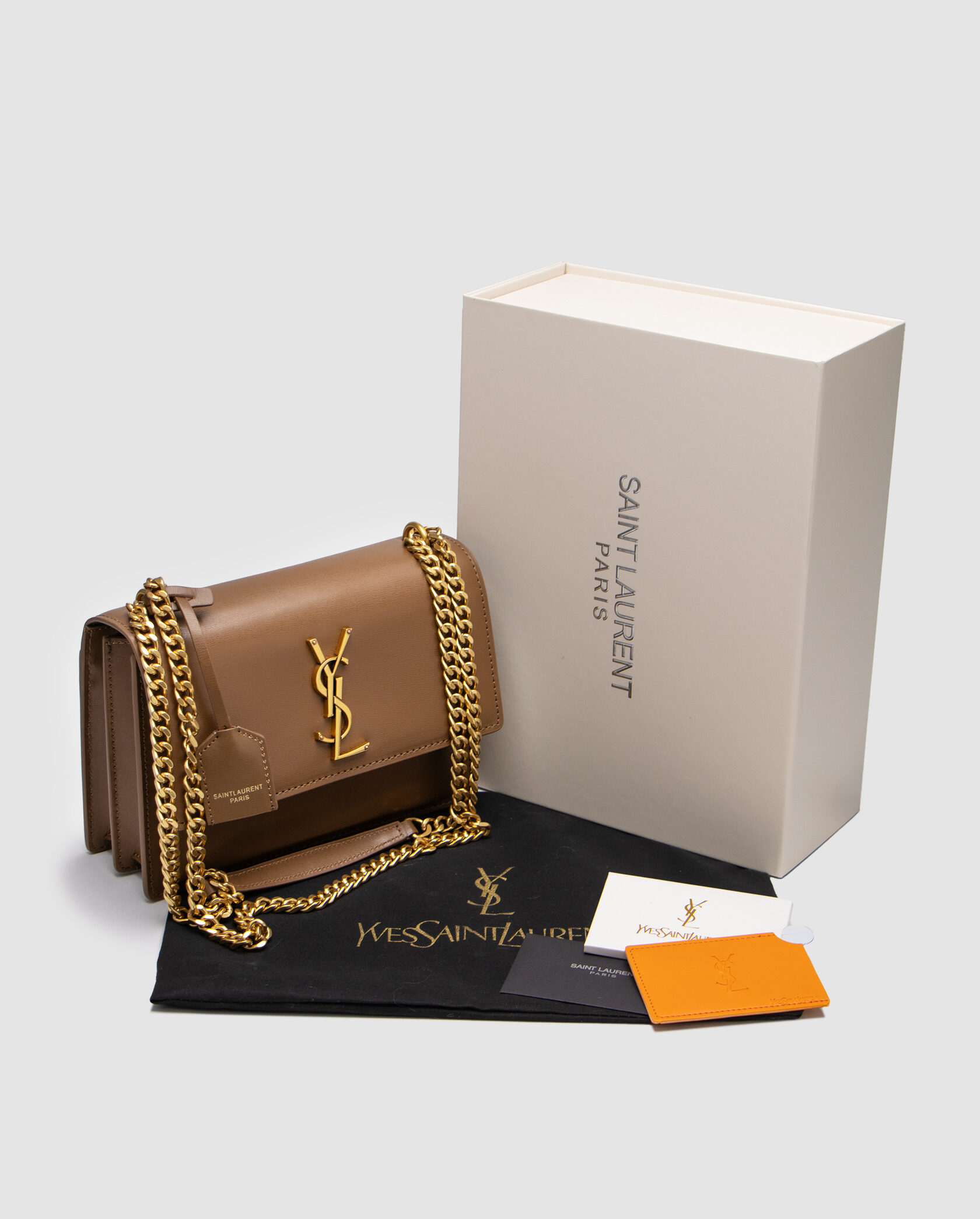 Saint Laurent Medium Sunset in Smooth Leather Brown/Gold - 2