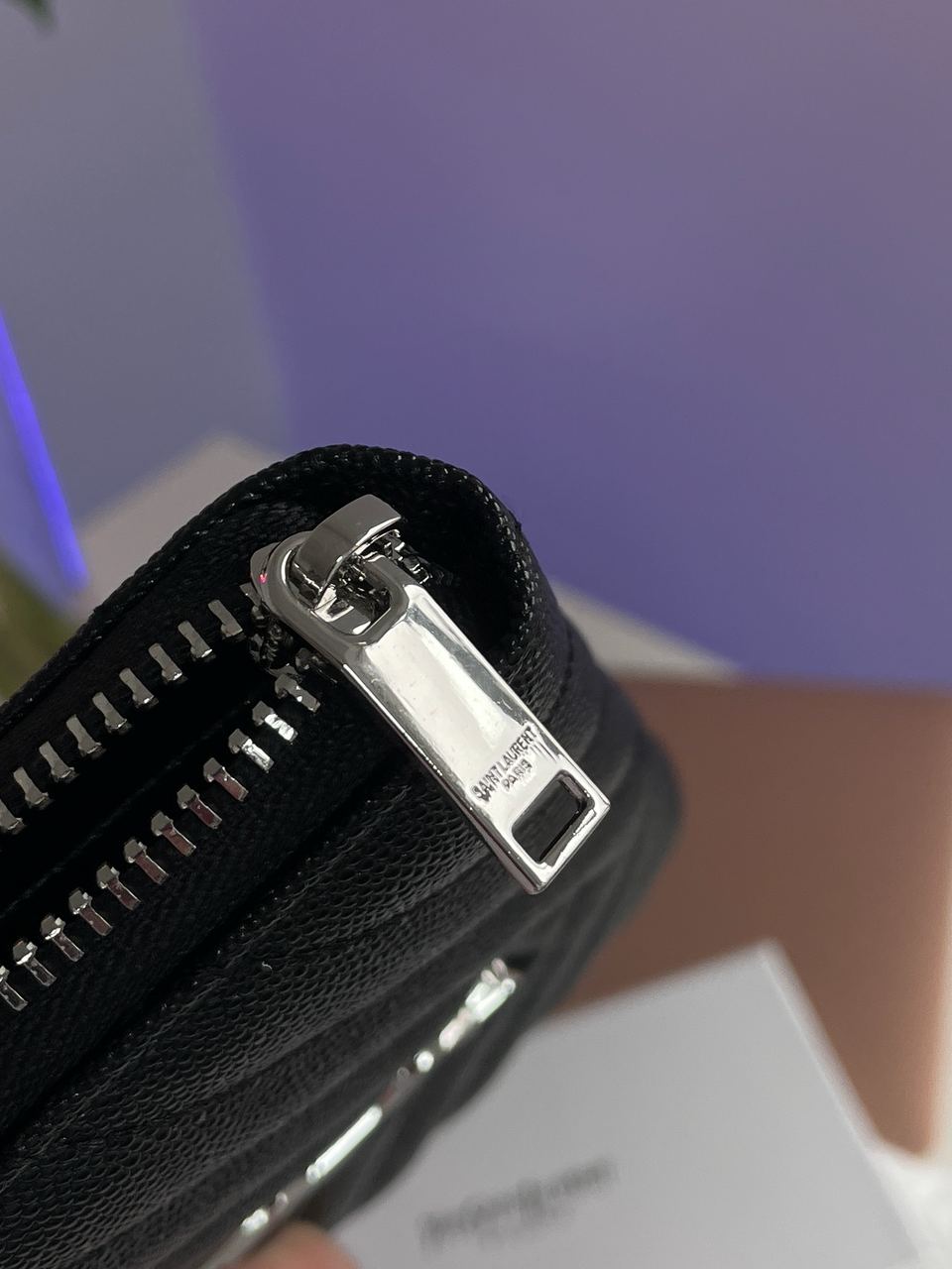 Saint Laurent Plain Leather Long Wallet Black/Silver - 12