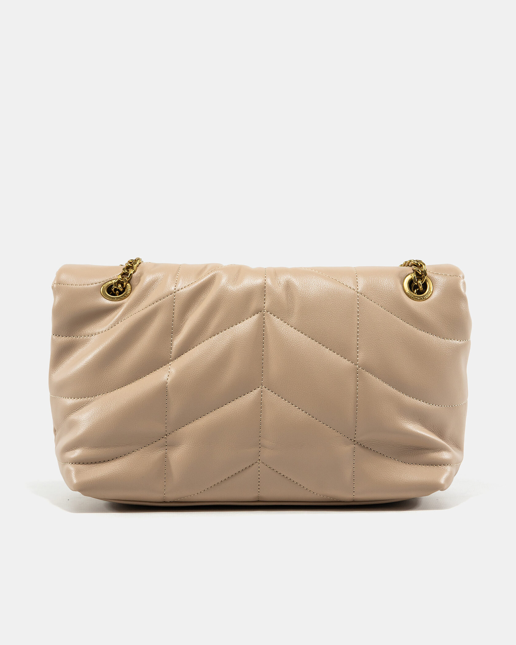 Saint Laurent Puffer Small in Nappa Leather Beige Gold Chain - 9