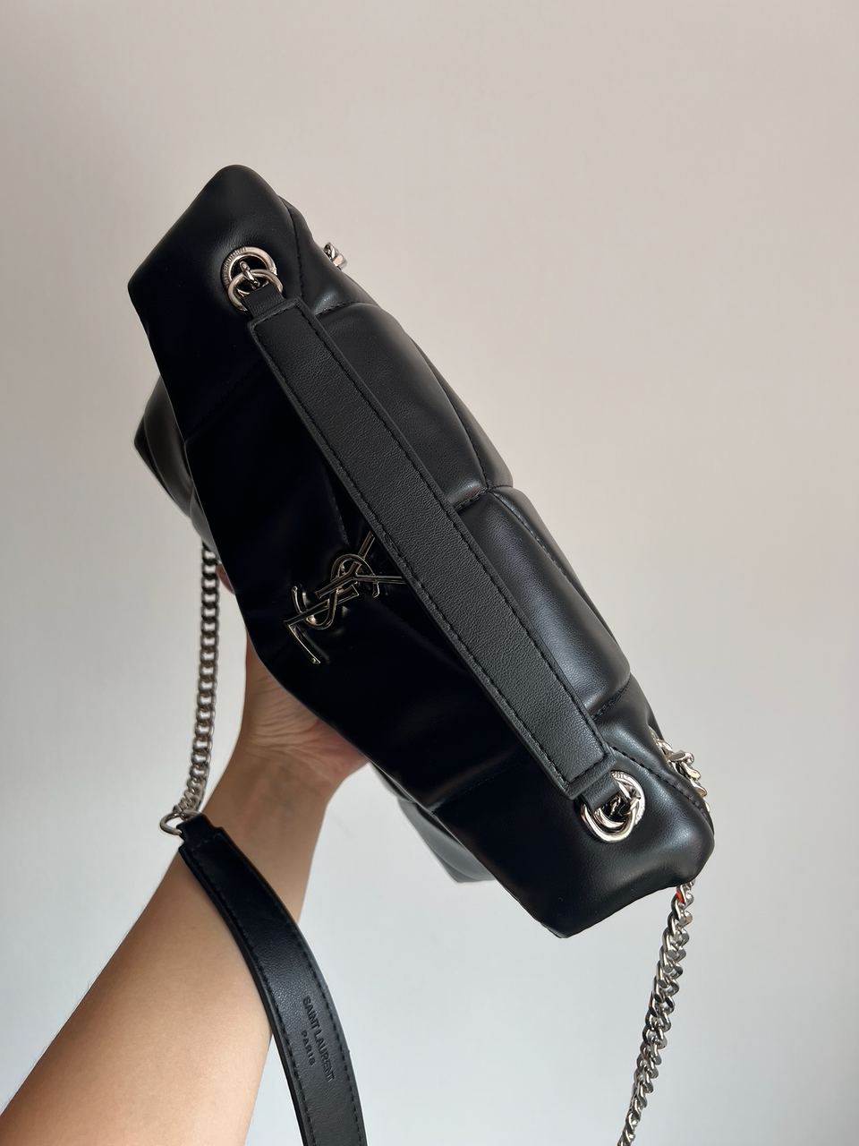 Saint Laurent Puffer Small in Nappa Leather Black Silver Chain - 7