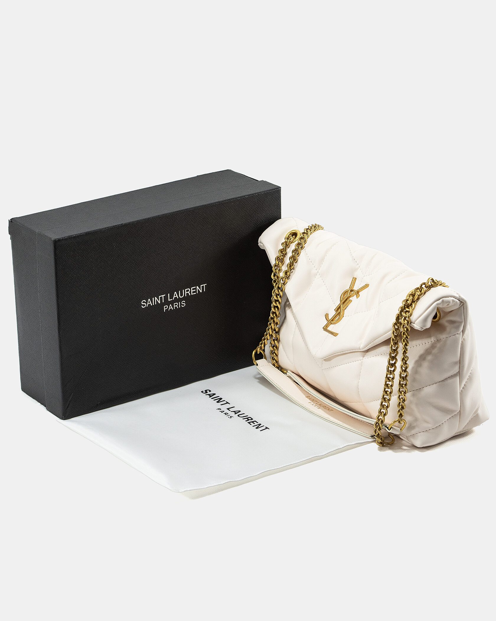 Saint Laurent Puffer Small in Nappa Leather White Gold Chain - 2