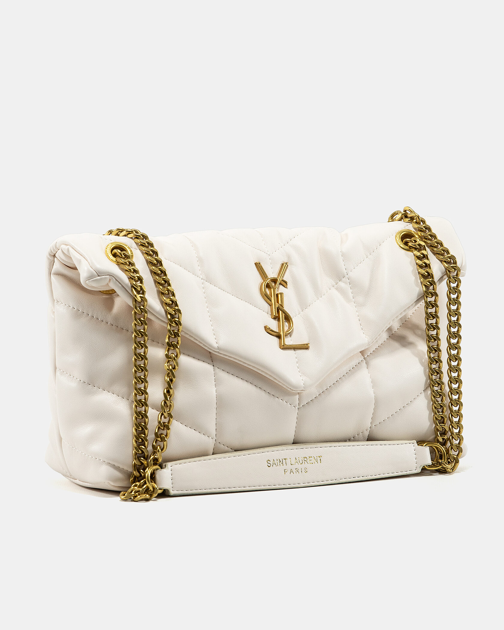 Saint Laurent Puffer Small in Nappa Leather White Gold Chain - 4