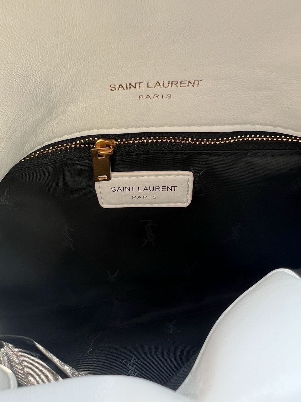 Saint Laurent Puffer Small in Nappa Leather White Gold Chain - 10