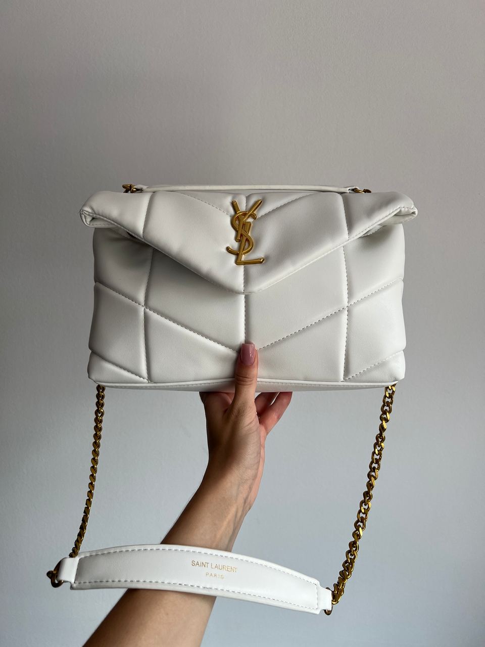 Saint Laurent Puffer Small in Nappa Leather White Gold Chain - 2