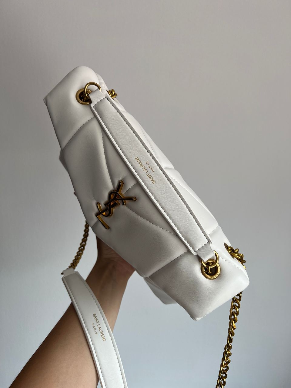 Saint Laurent Puffer Small in Nappa Leather White Gold Chain - 3