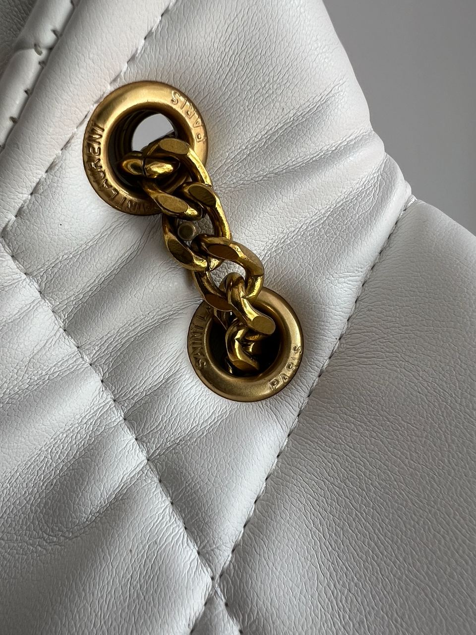 Saint Laurent Puffer Small in Nappa Leather White Gold Chain - 5