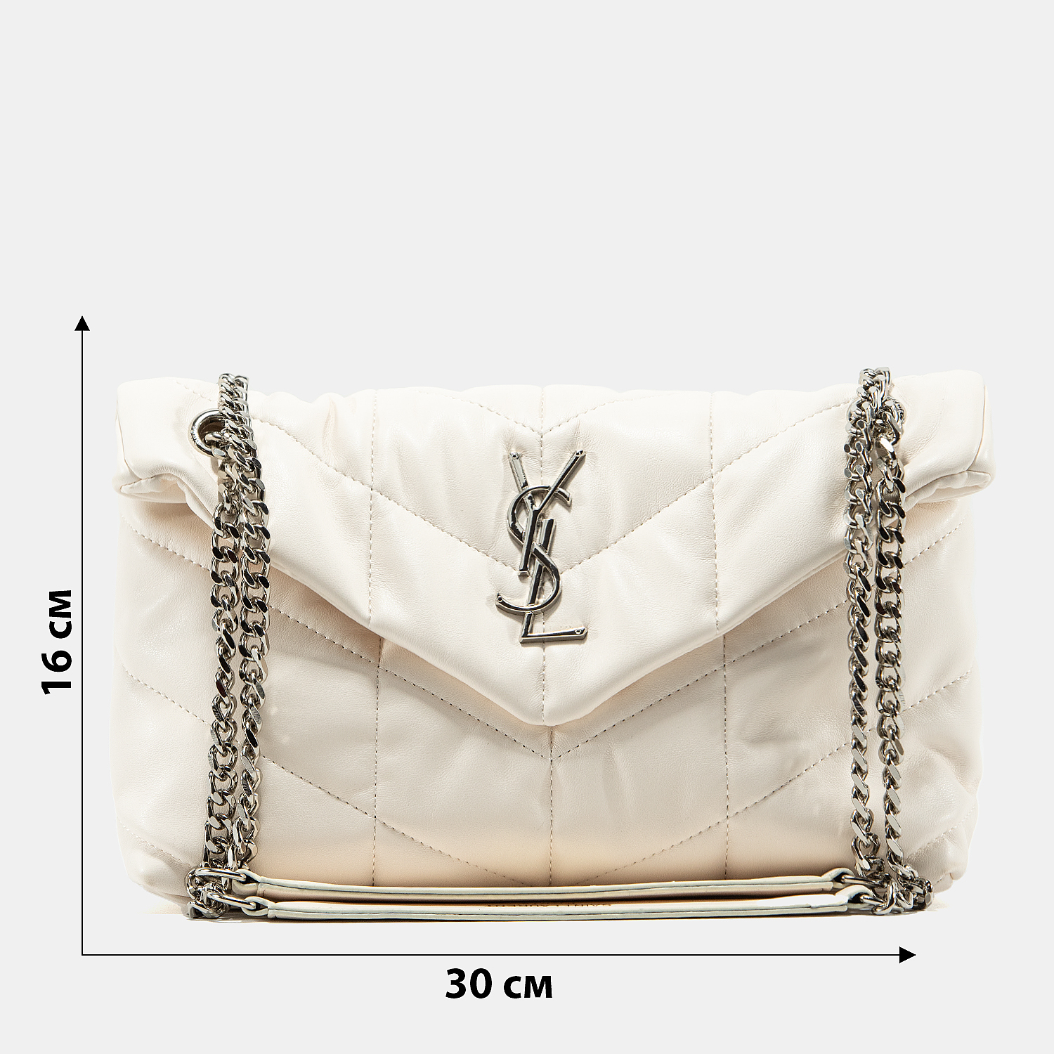 Saint Laurent Puffer Small in Nappa Leather White Silver Chain - 3