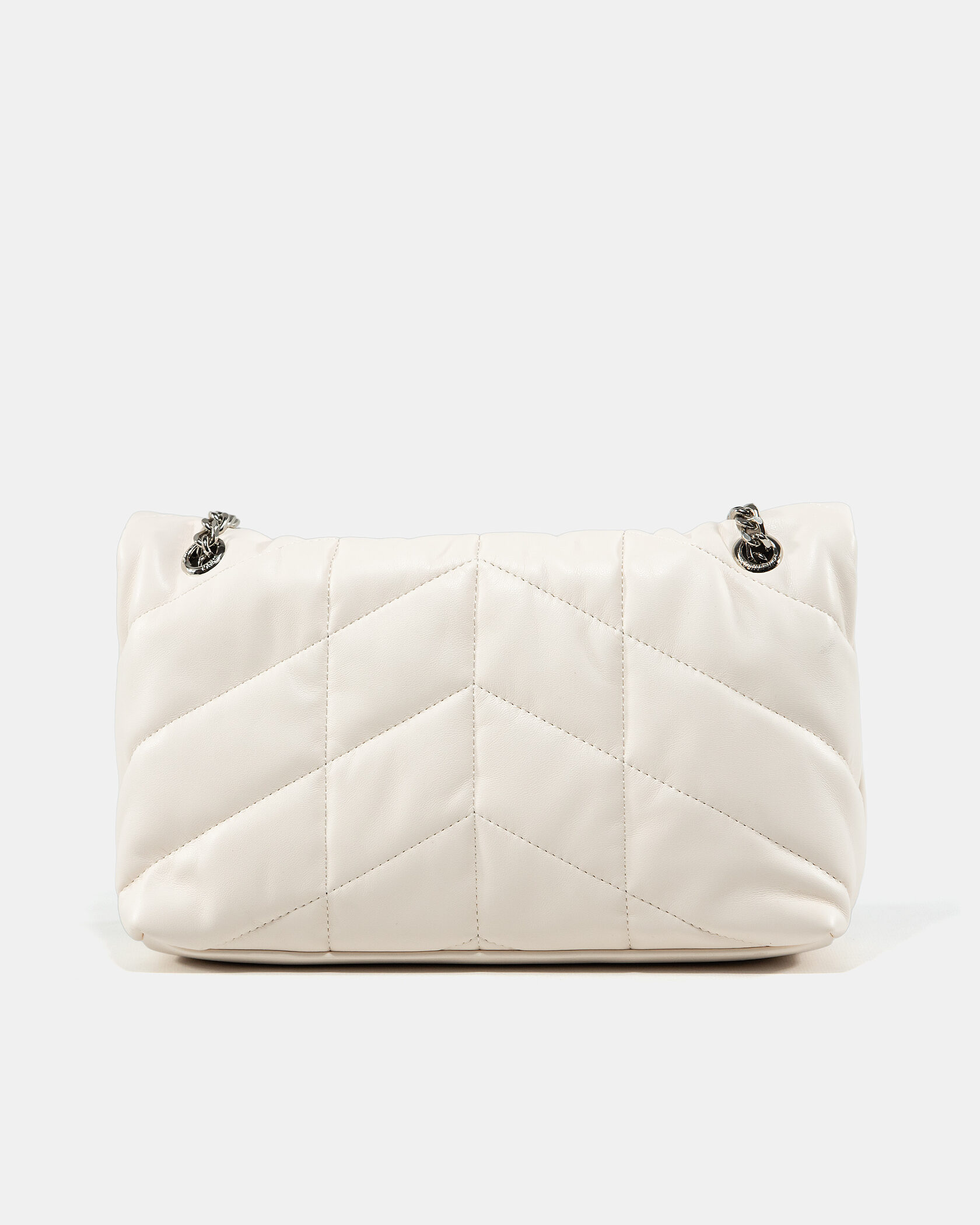 Saint Laurent Puffer Small in Nappa Leather White Silver Chain - 9