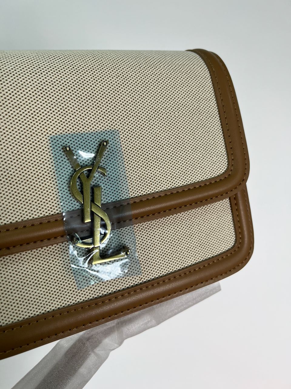 Saint Laurent Solferino Medium Canvas Crossbody Bag in Beige - 10