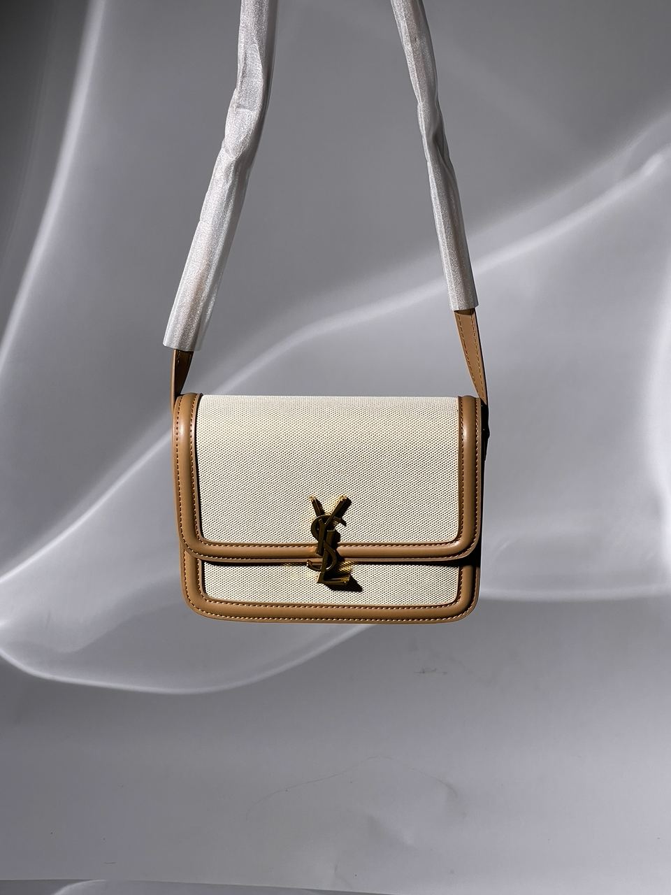 Saint Laurent Solferino Medium Canvas Crossbody Bag in Beige - 6