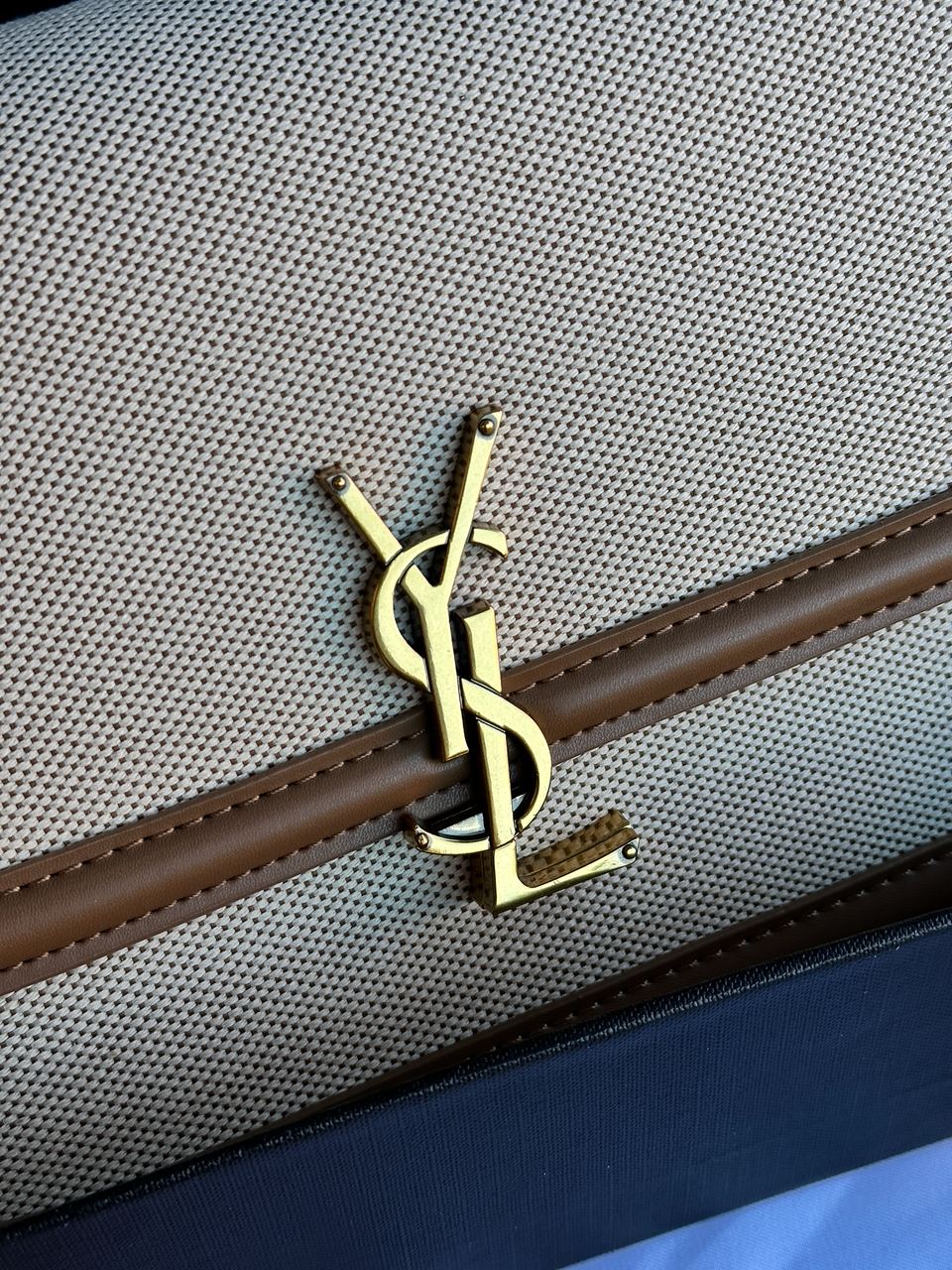 Saint Laurent Solferino Medium Canvas Crossbody Bag in Beige - 9