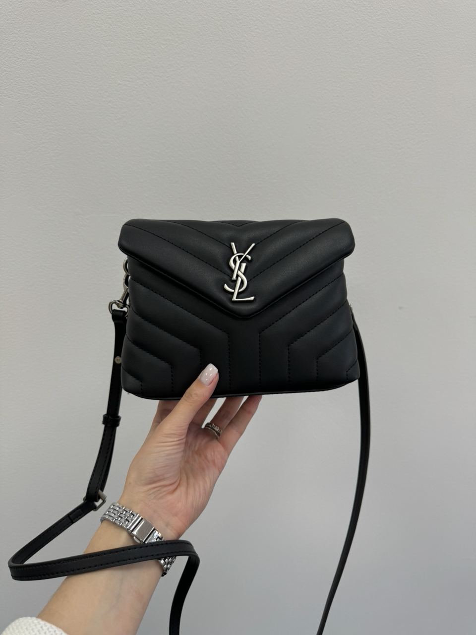 Saint Laurent Toy LouLou In Quilted Leather Black/Silver - 10