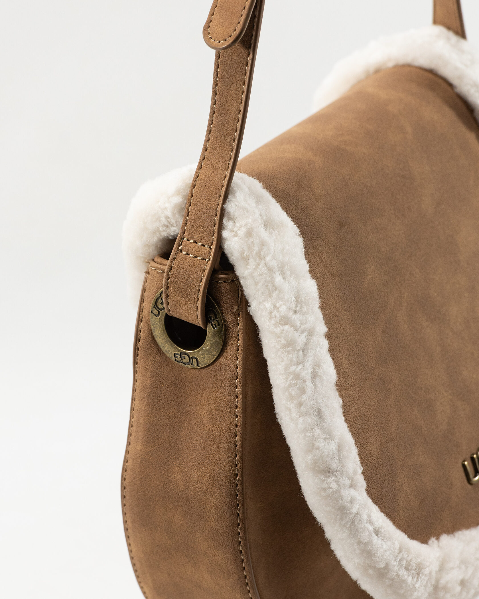 UGG Maribel Mini Bag Leather/Sherpa Brown/White - 13