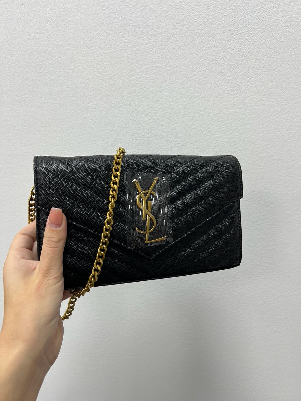 YSL Cassandre Matelasse Chain Wallet In Grain De Poudre Embossed Leather - 15