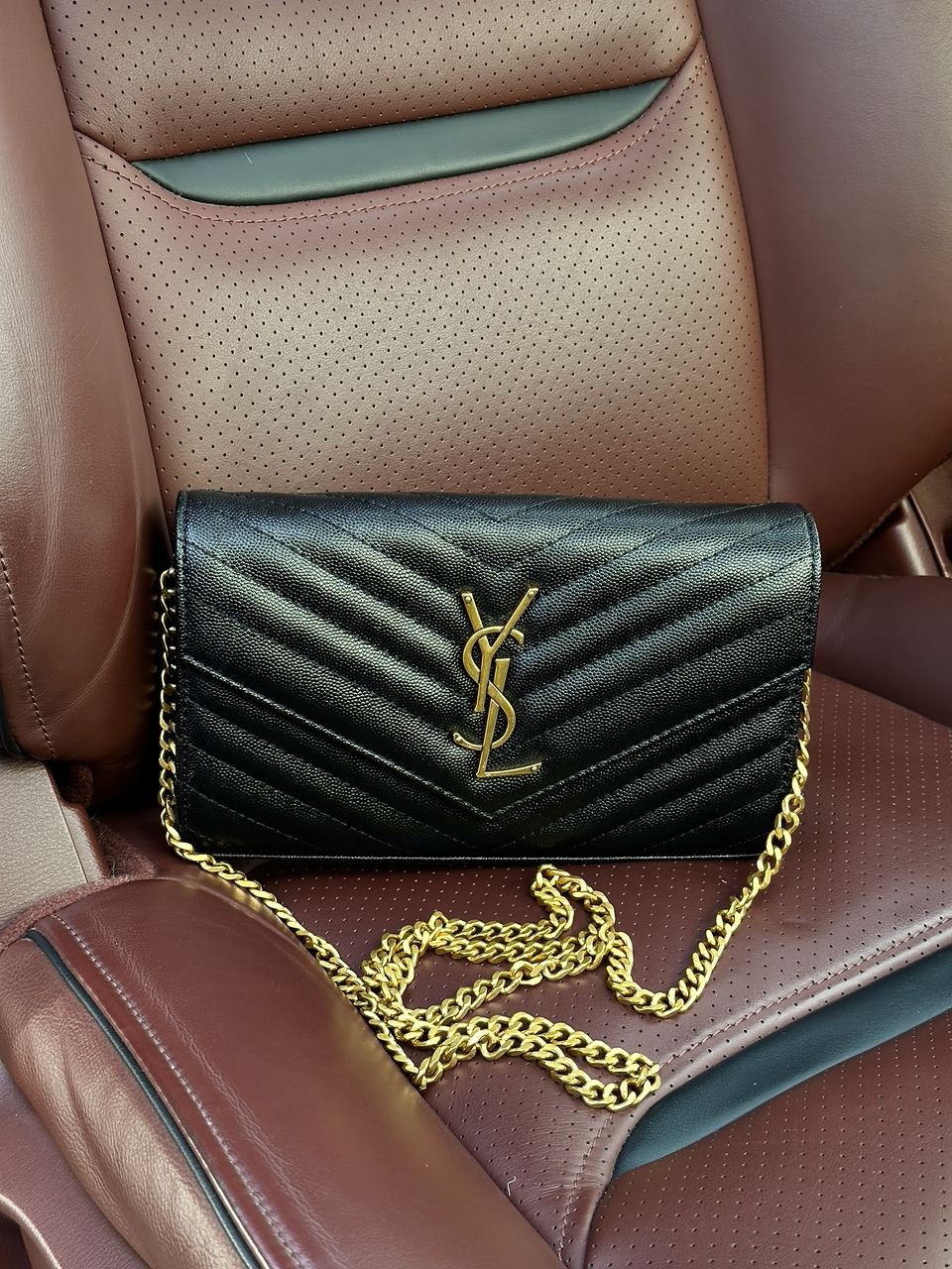 YSL Cassandre Matelasse Chain Wallet In Grain De Poudre Embossed Leather - 5