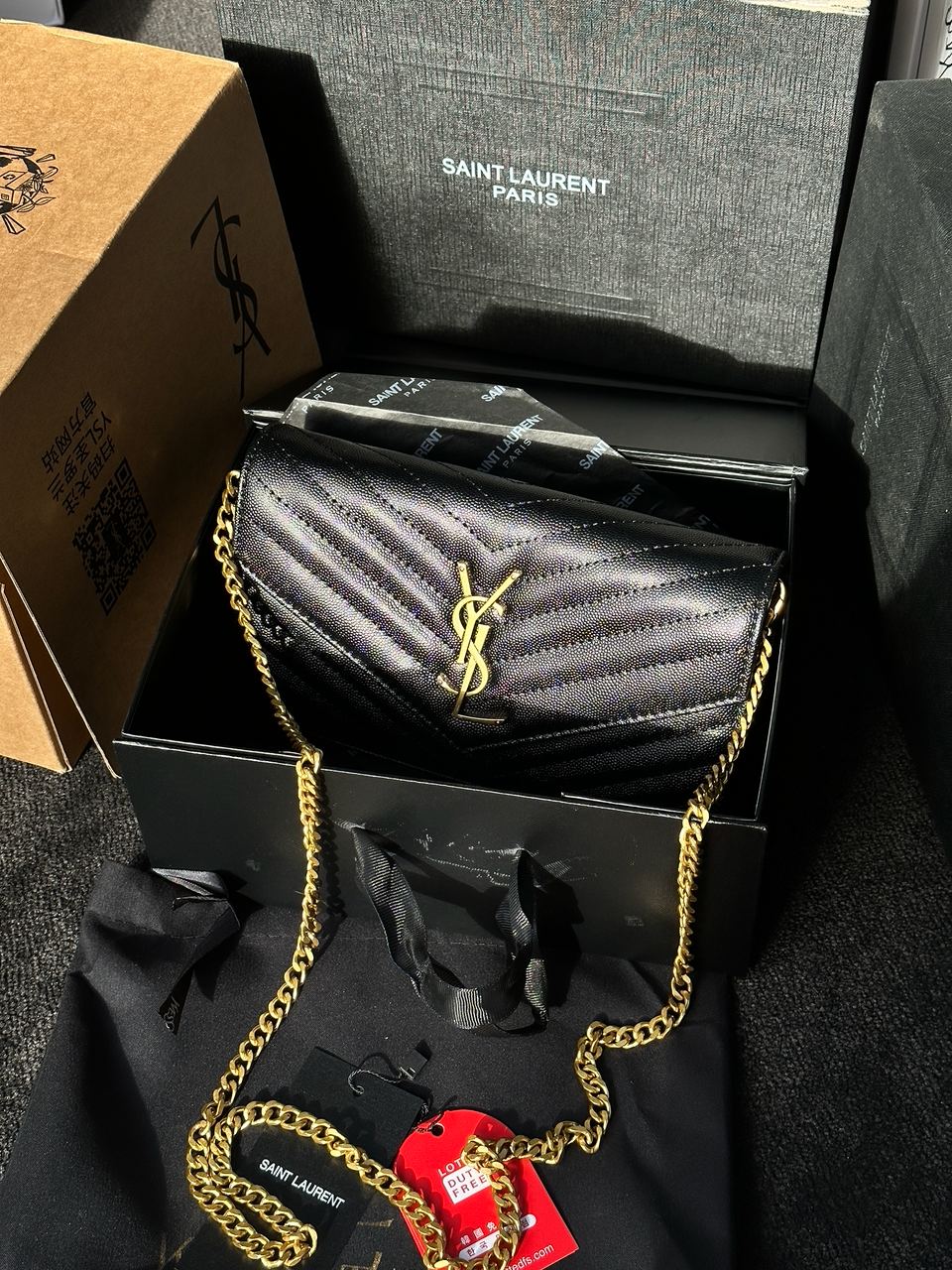 YSL Cassandre Matelasse Chain Wallet In Grain De Poudre Embossed Leather - 6