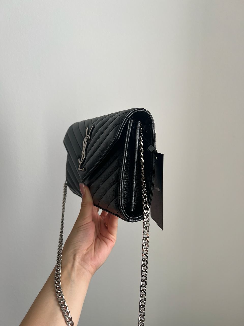 YSL Cassandre Matelasse Chain Wallet In Grain De Poudre Embossed Leather - 3