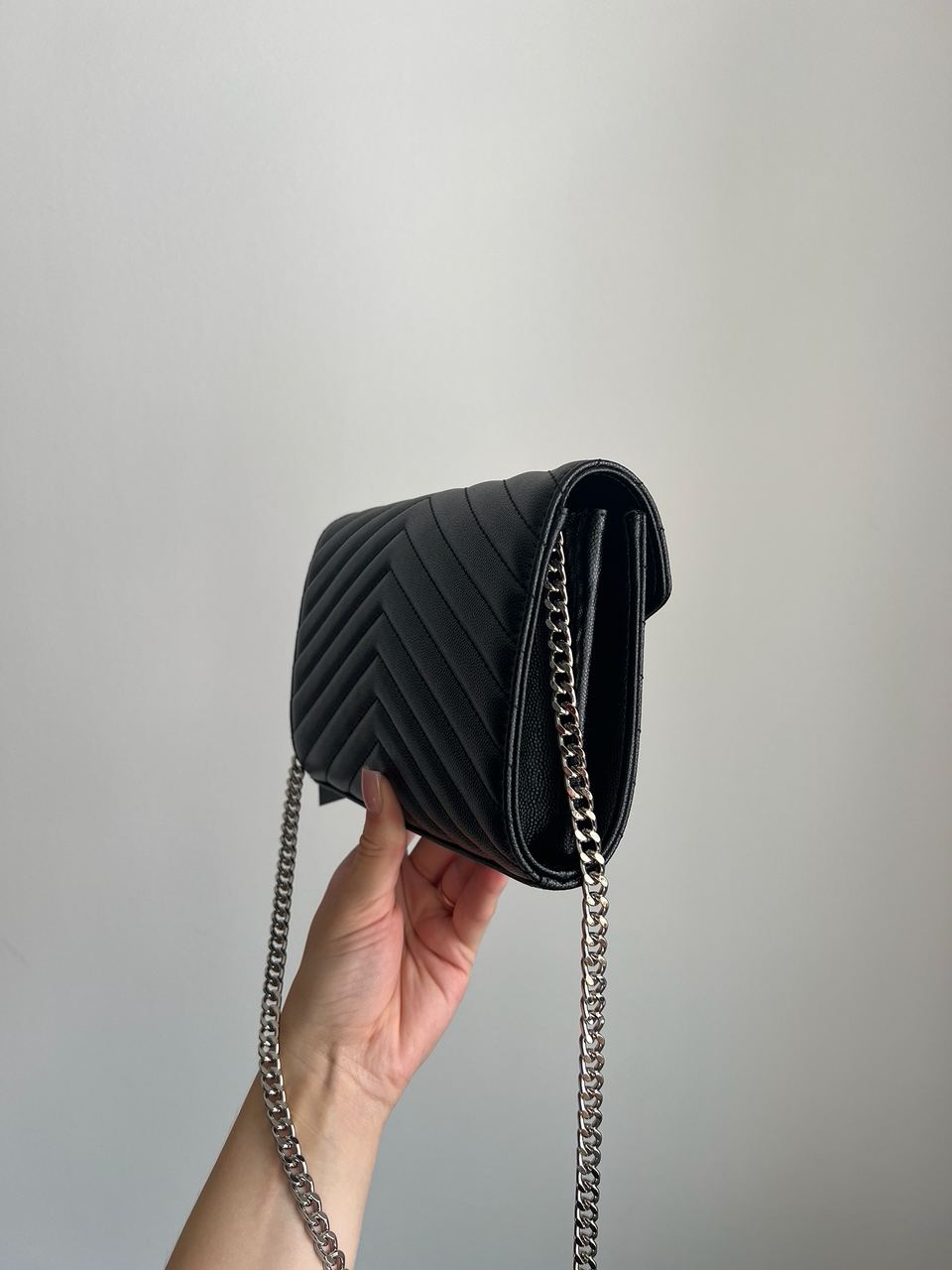 YSL Cassandre Matelasse Chain Wallet In Grain De Poudre Embossed Leather - 5