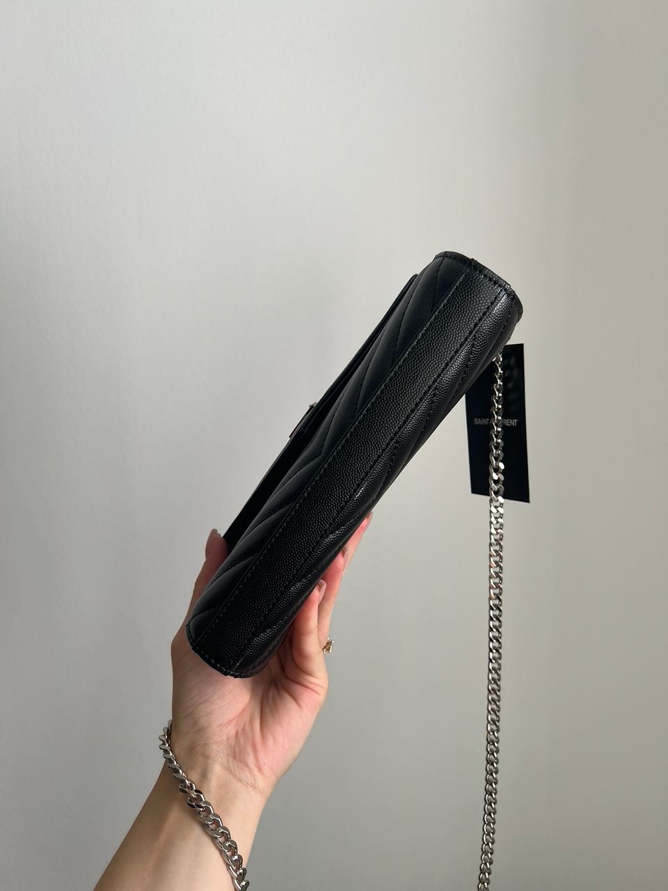 YSL Cassandre Matelasse Chain Wallet In Grain De Poudre Embossed Leather - 7