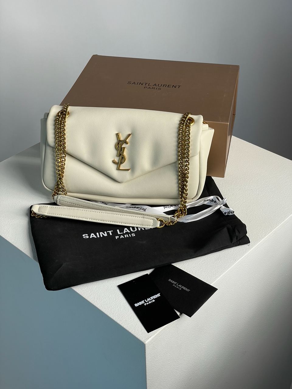 Yves Saint Laurent Calypso In Plunged Lambskin White - 3