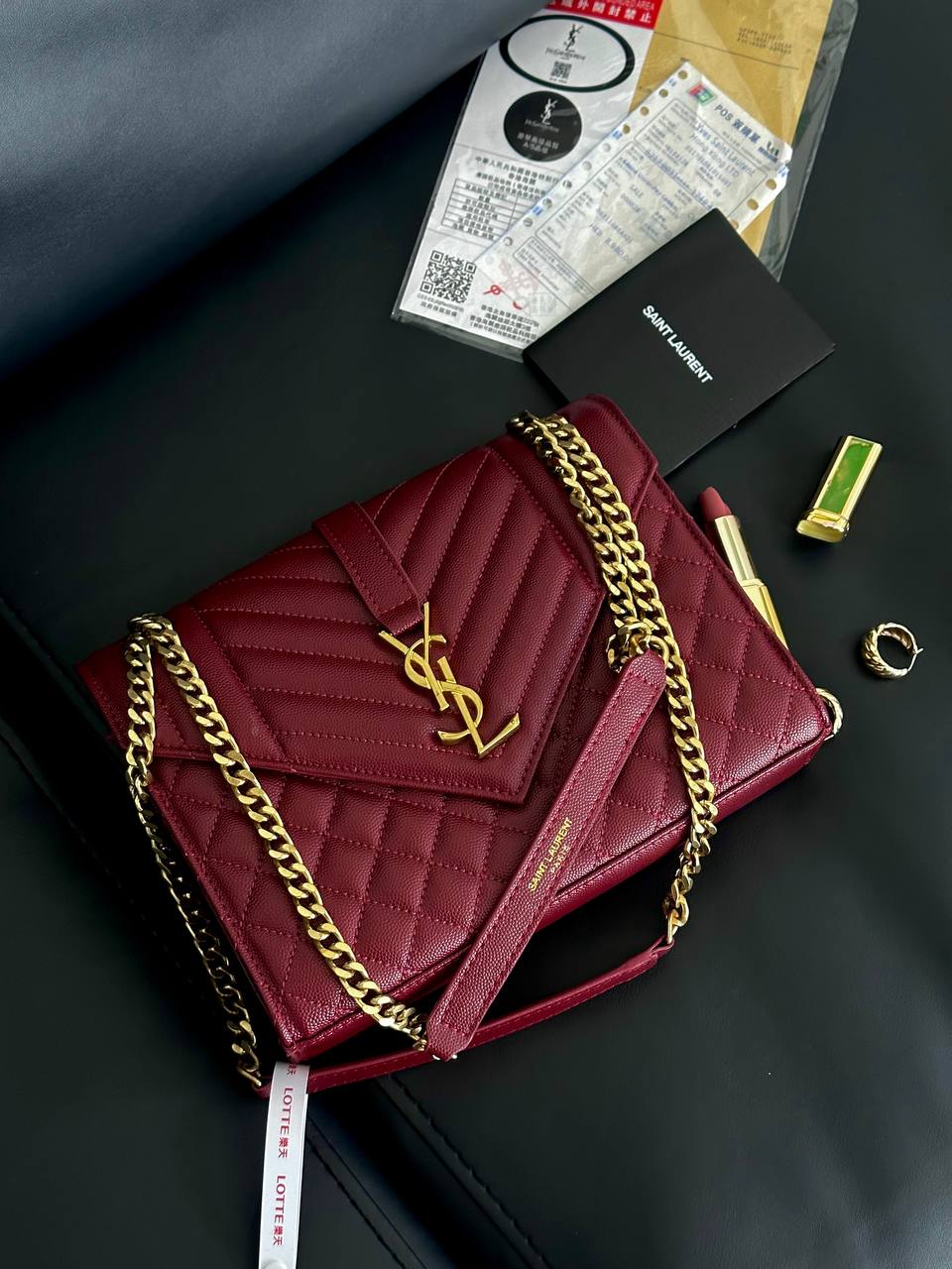 Yves Saint Laurent Envelope Bag Burgundy - 2