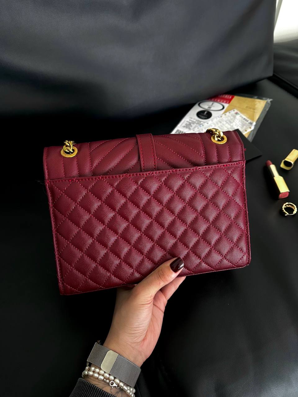 Yves Saint Laurent Envelope Bag Burgundy - 3