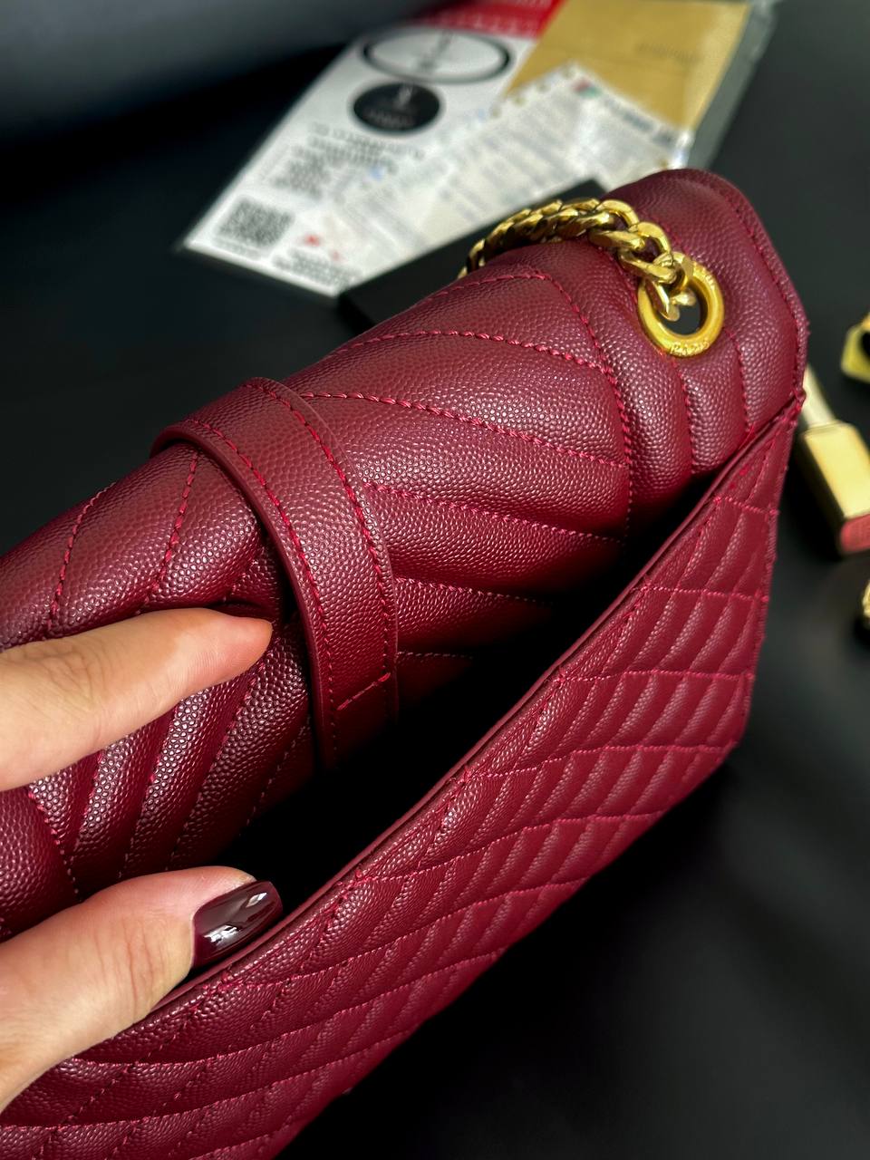 Yves Saint Laurent Envelope Bag Burgundy - 5