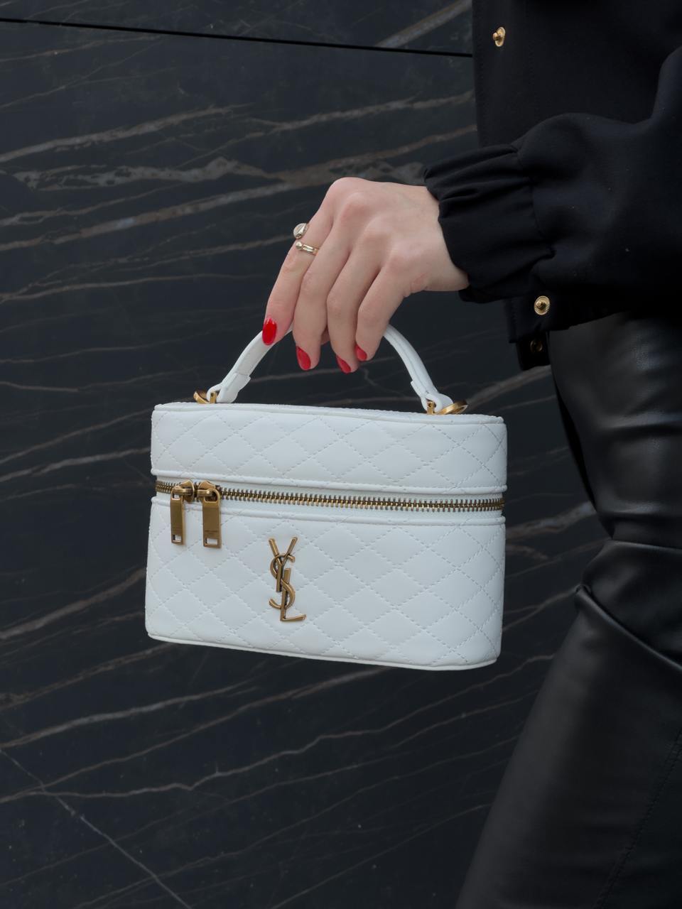 Yves Saint Laurent Gaby Vanity Leather Shoulder Bag Cream - 9