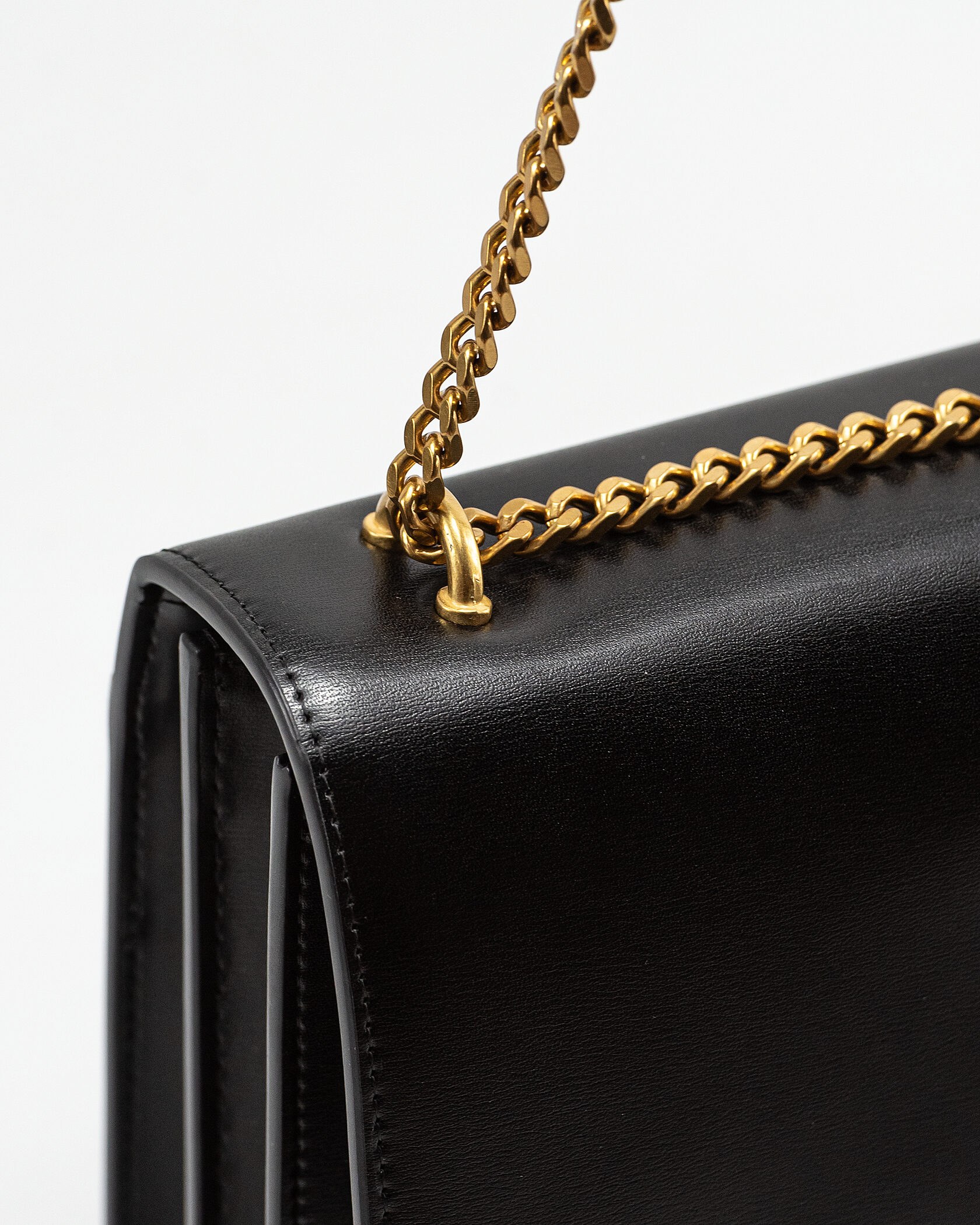 Yves Saint Laurent Medium Sunset in Smooth Leather Black/Gold - 11