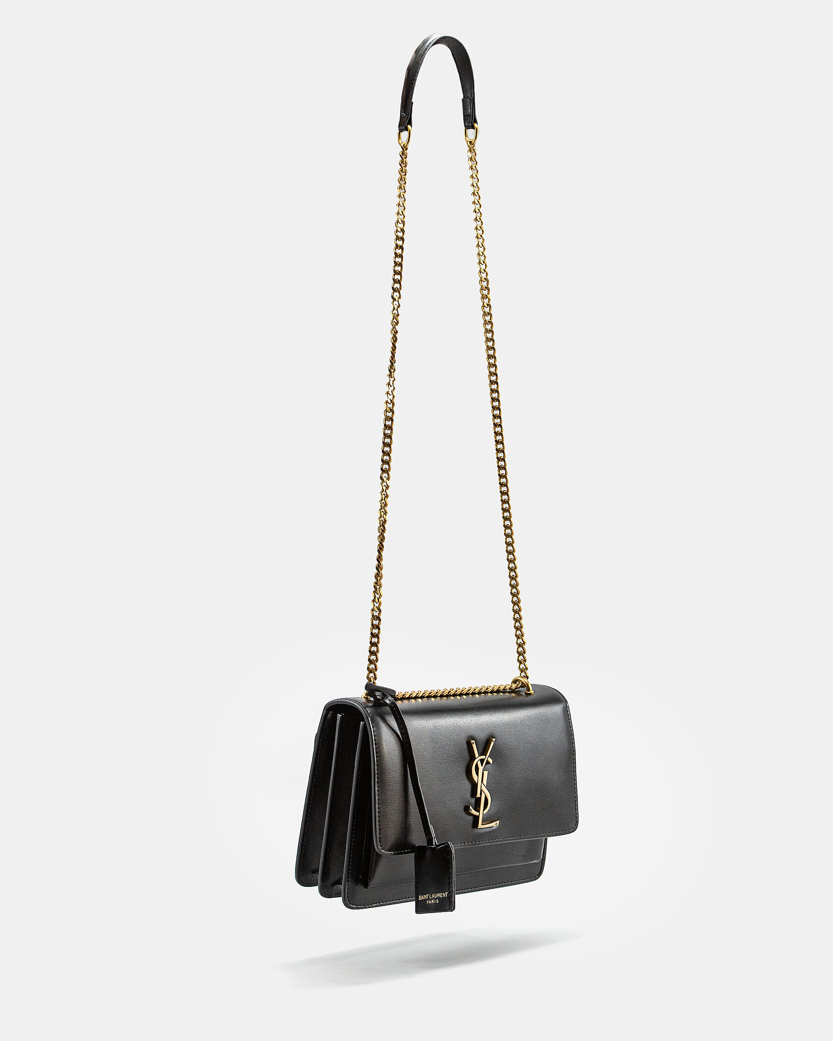 Yves Saint Laurent Medium Sunset in Smooth Leather Black/Gold - 5