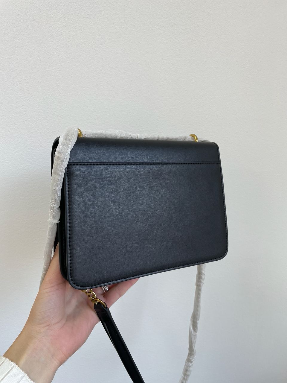 Yves Saint Laurent Medium Sunset in Smooth Leather Black/Gold - 17